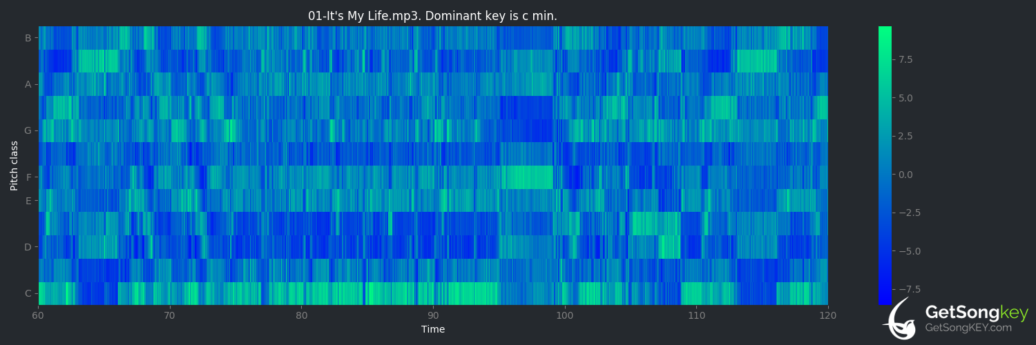 song key audio chart for It's My Life (Bon Jovi)